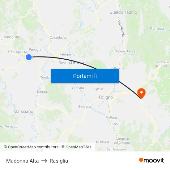 Madonna Alta to Rasiglia map