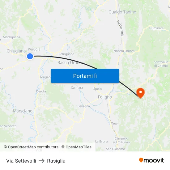 Via Settevalli to Rasiglia map