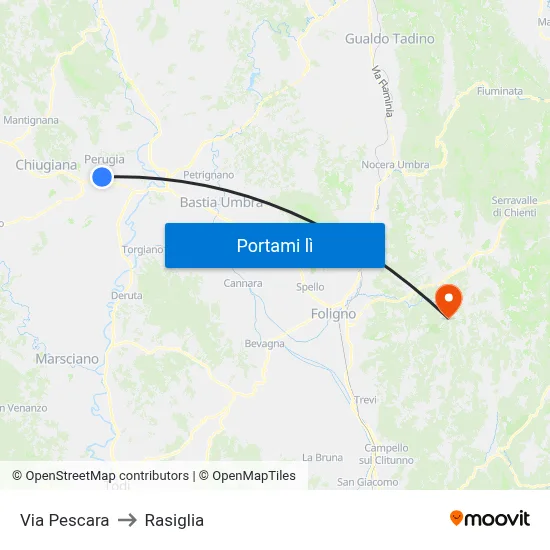 Via Pescara to Rasiglia map
