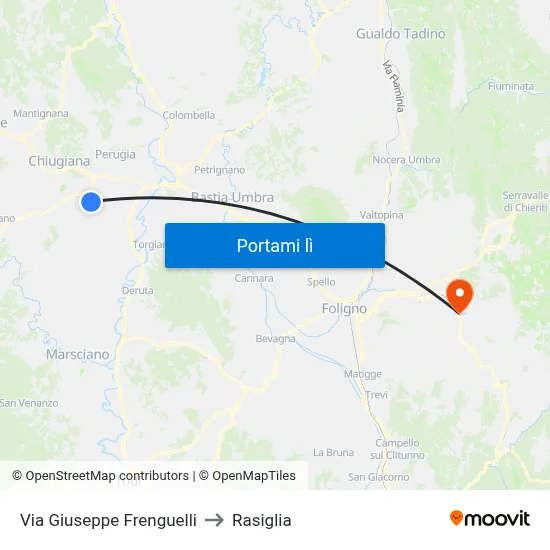 Via Giuseppe Frenguelli to Rasiglia map