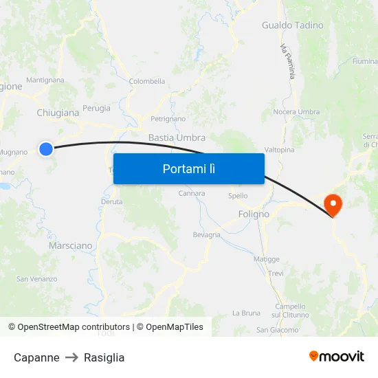 Capanne to Rasiglia map
