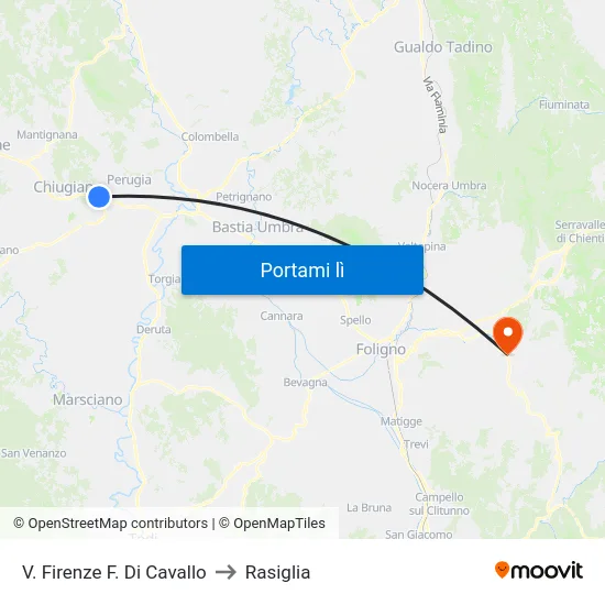 V. Firenze F. Di Cavallo to Rasiglia map