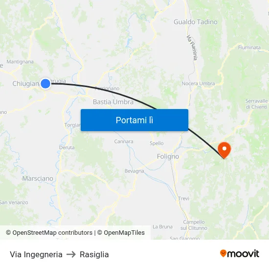 Via Ingegneria to Rasiglia map