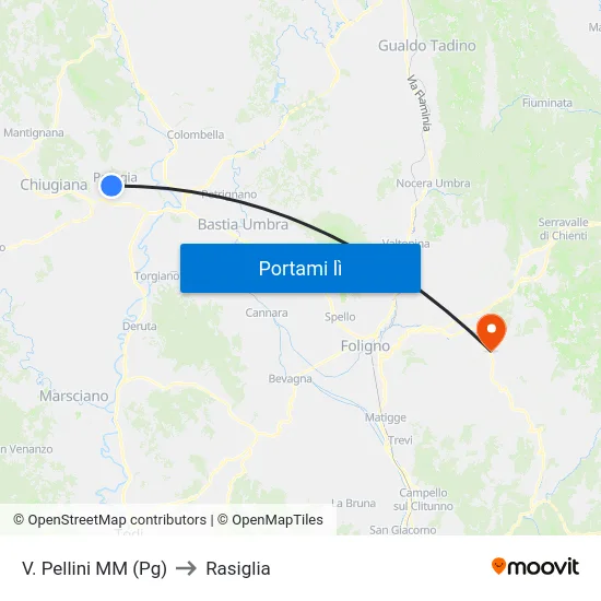 V. Pellini M​M (Pg) to Rasiglia map