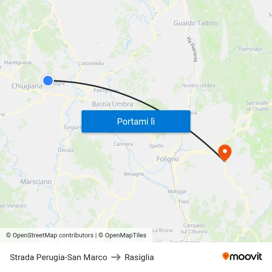 Strada Perugia-San Marco to Rasiglia map