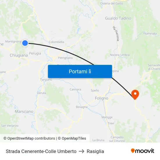 Strada Cenerente-Colle Umberto to Rasiglia map