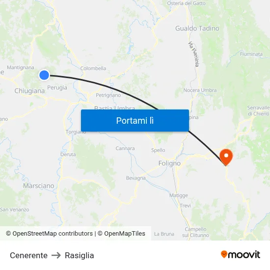 Cenerente to Rasiglia map