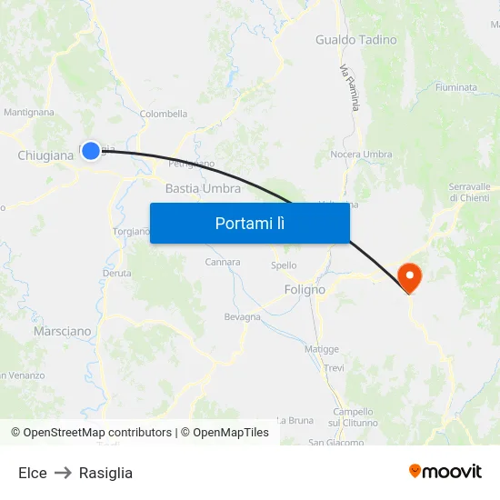 Elce to Rasiglia map