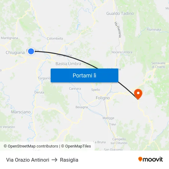 Via Orazio Antinori to Rasiglia map