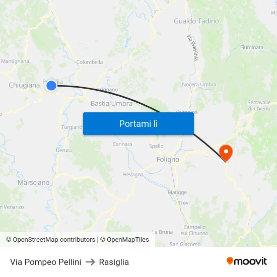 Via Pompeo Pellini to Rasiglia map