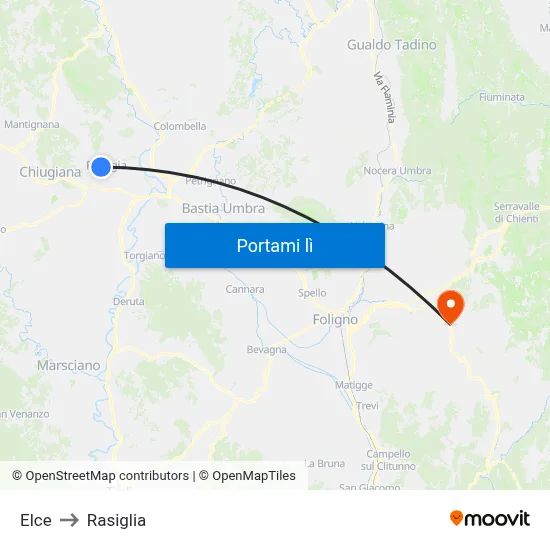 Elce to Rasiglia map