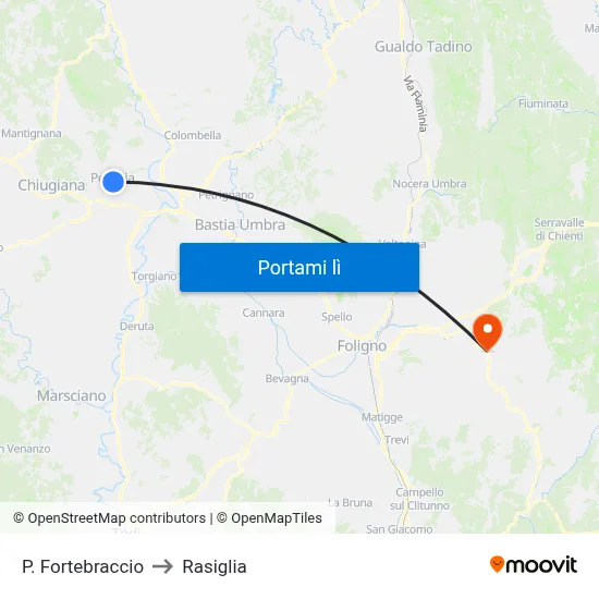 P. Fortebraccio to Rasiglia map