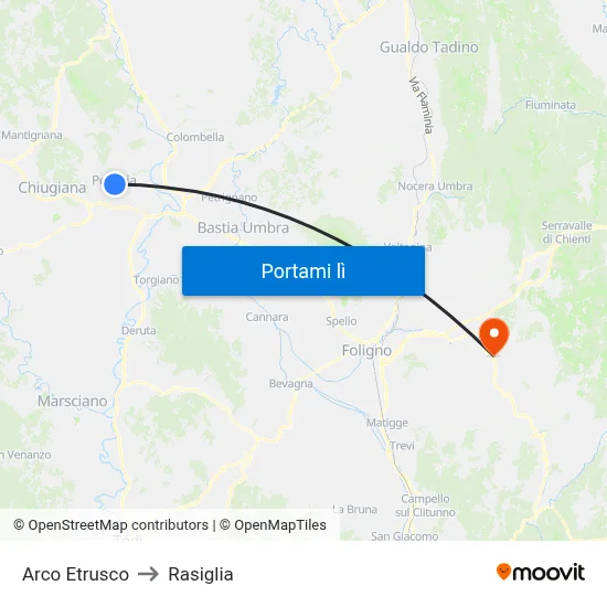 Arco Etrusco to Rasiglia map