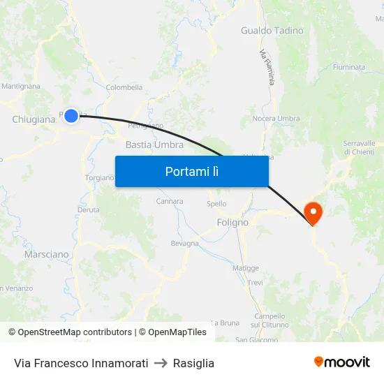 Via Francesco Innamorati to Rasiglia map