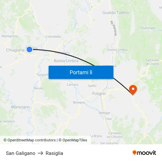 San Galigano to Rasiglia map