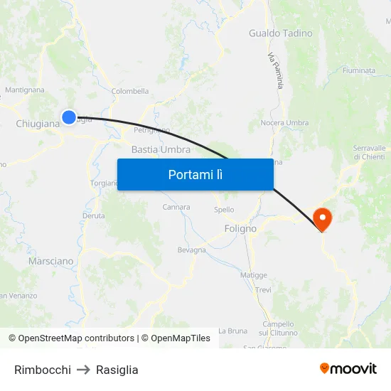 Rimbocchi to Rasiglia map