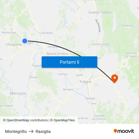 Montegrillo to Rasiglia map