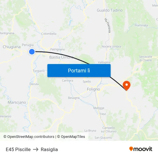 E45 Piscille to Rasiglia map
