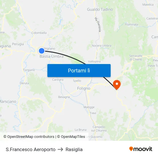 S.Francesco Aeroporto to Rasiglia map