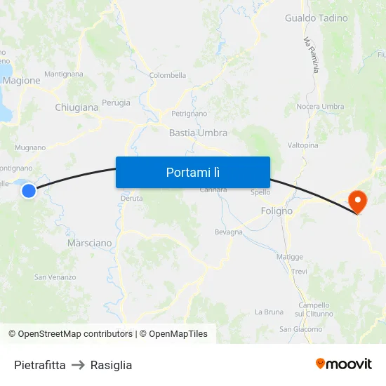 Pietrafitta to Rasiglia map