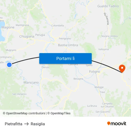 Pietrafitta to Rasiglia map