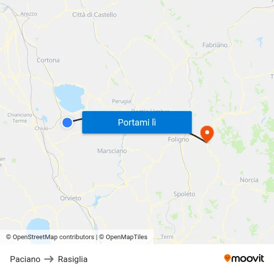 Paciano to Rasiglia map