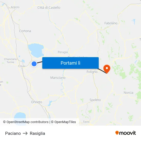 Paciano to Rasiglia map