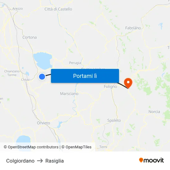 Colgiordano to Rasiglia map