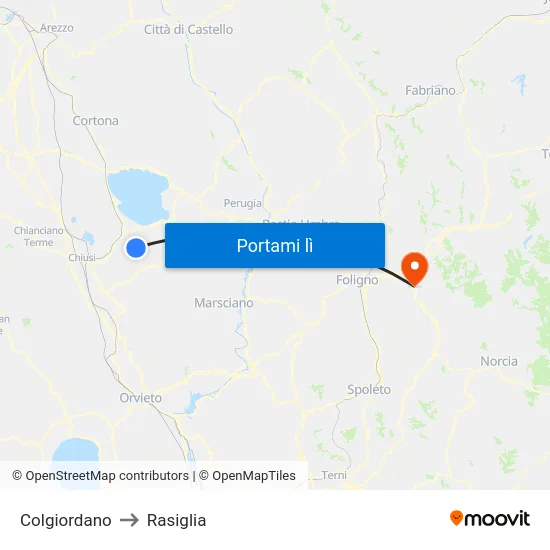 Colgiordano to Rasiglia map