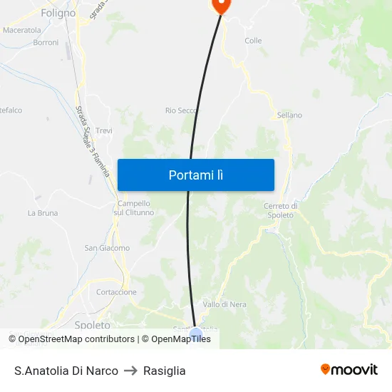 S.Anatolia Di Narco to Rasiglia map