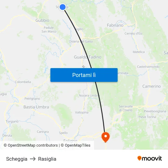 Scheggia to Rasiglia map