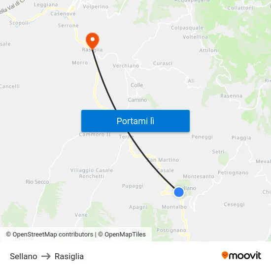 Sellano to Rasiglia map