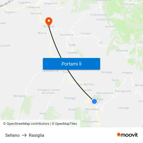 Sellano to Rasiglia map