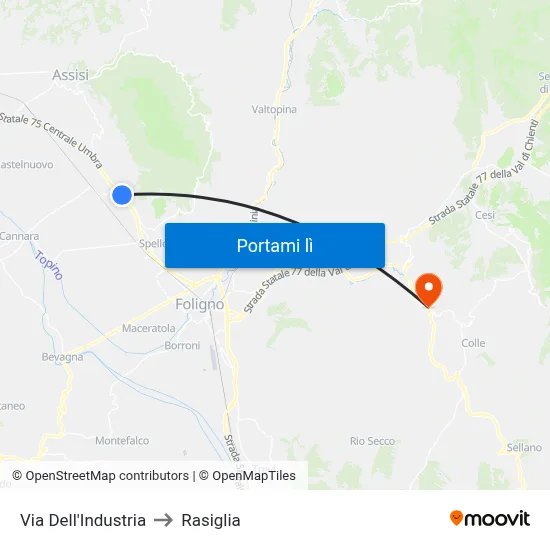 Via Dell'Industria to Rasiglia map