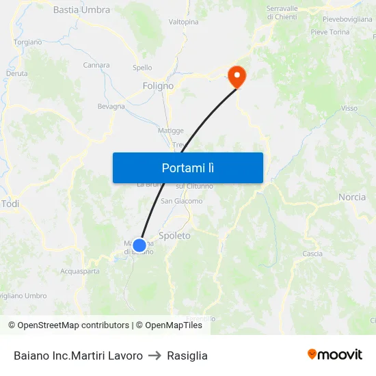 Baiano Inc.Martiri Lavoro to Rasiglia map