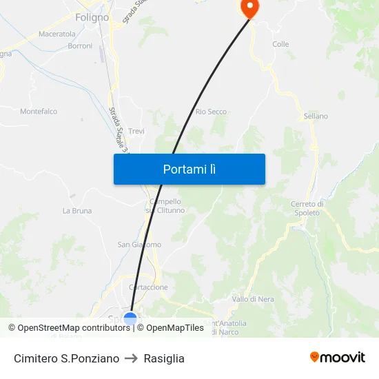 Cimitero S.Ponziano to Rasiglia map