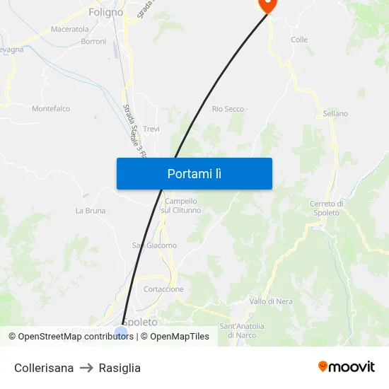 Collerisana to Rasiglia map