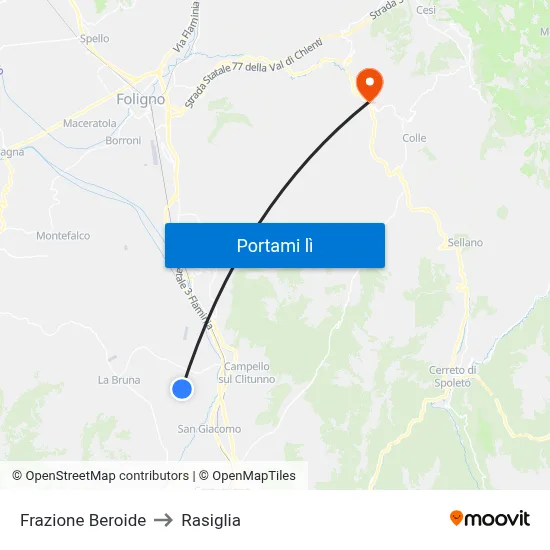 Frazione Beroide to Rasiglia map