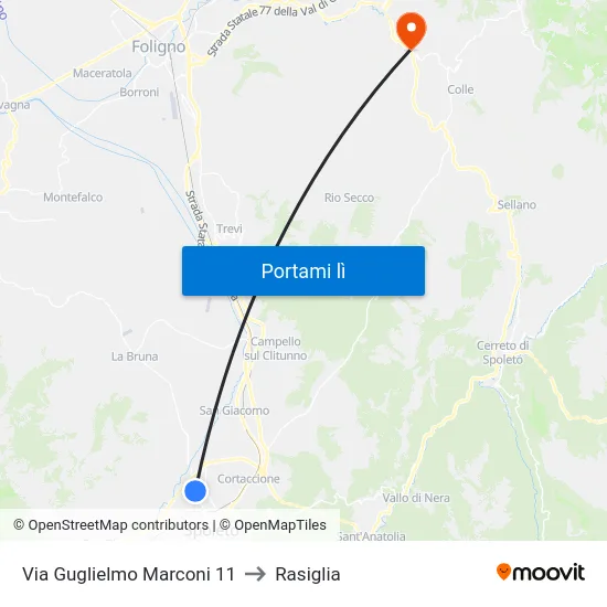 Via Guglielmo Marconi 11 to Rasiglia map
