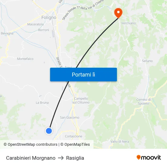 Carabinieri Morgnano to Rasiglia map