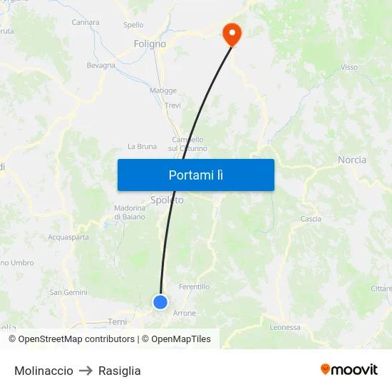 Molinaccio to Rasiglia map