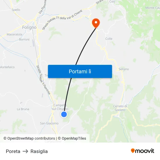 Poreta to Rasiglia map