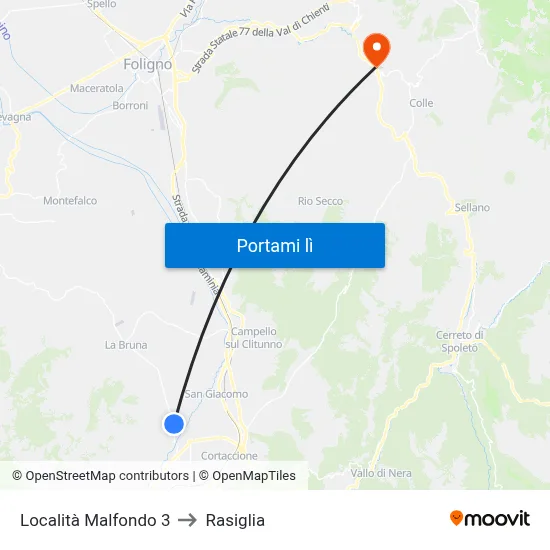 Località Malfondo 3 to Rasiglia map