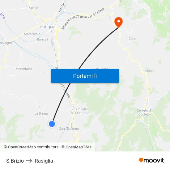 S.Brizio to Rasiglia map