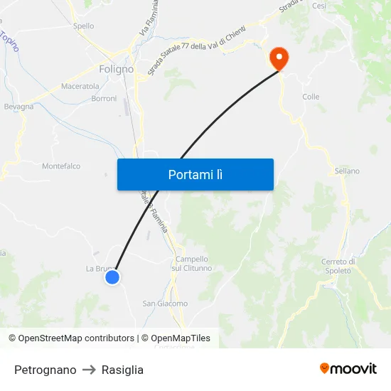 Petrognano to Rasiglia map