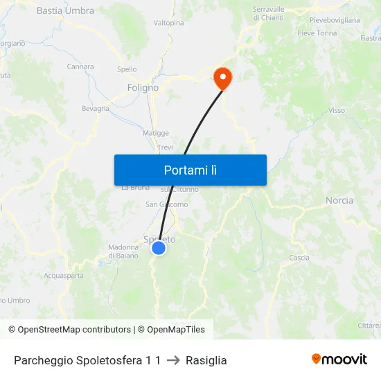 Parcheggio Spoletosfera 1 1 to Rasiglia map