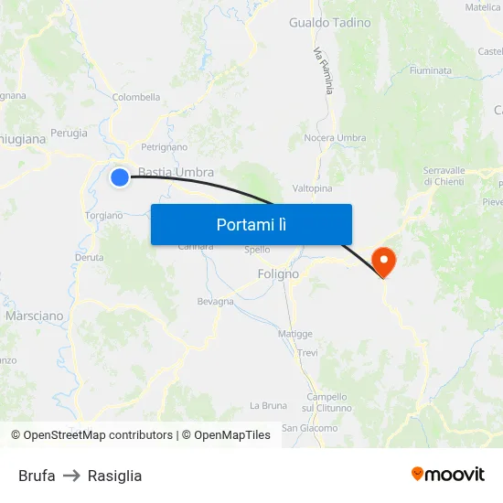 Brufa to Rasiglia map