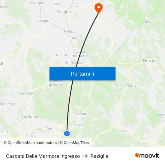 Cascata Delle Marmore Ingresso to Rasiglia map