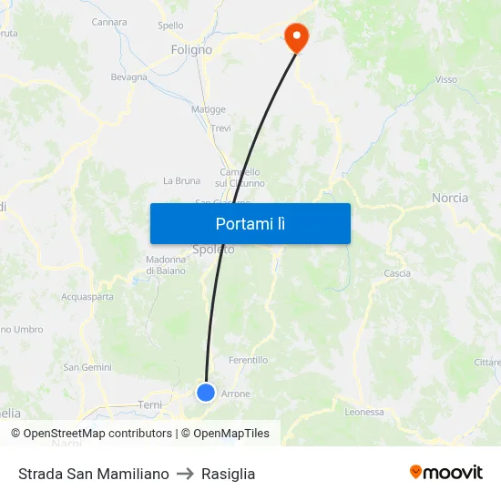 Strada San Mamiliano to Rasiglia map