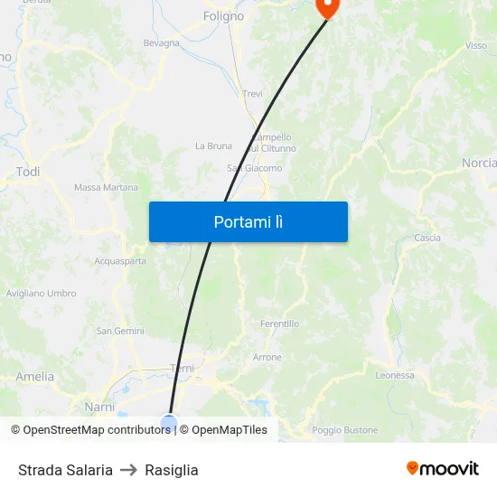 Strada Salaria to Rasiglia map